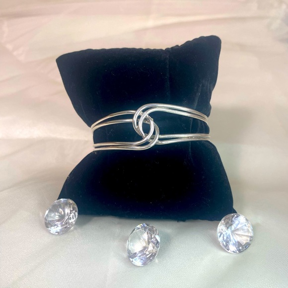 925 Sterling Silver intertwined cuff bracelet VINTAGE - Picture 1 of 10